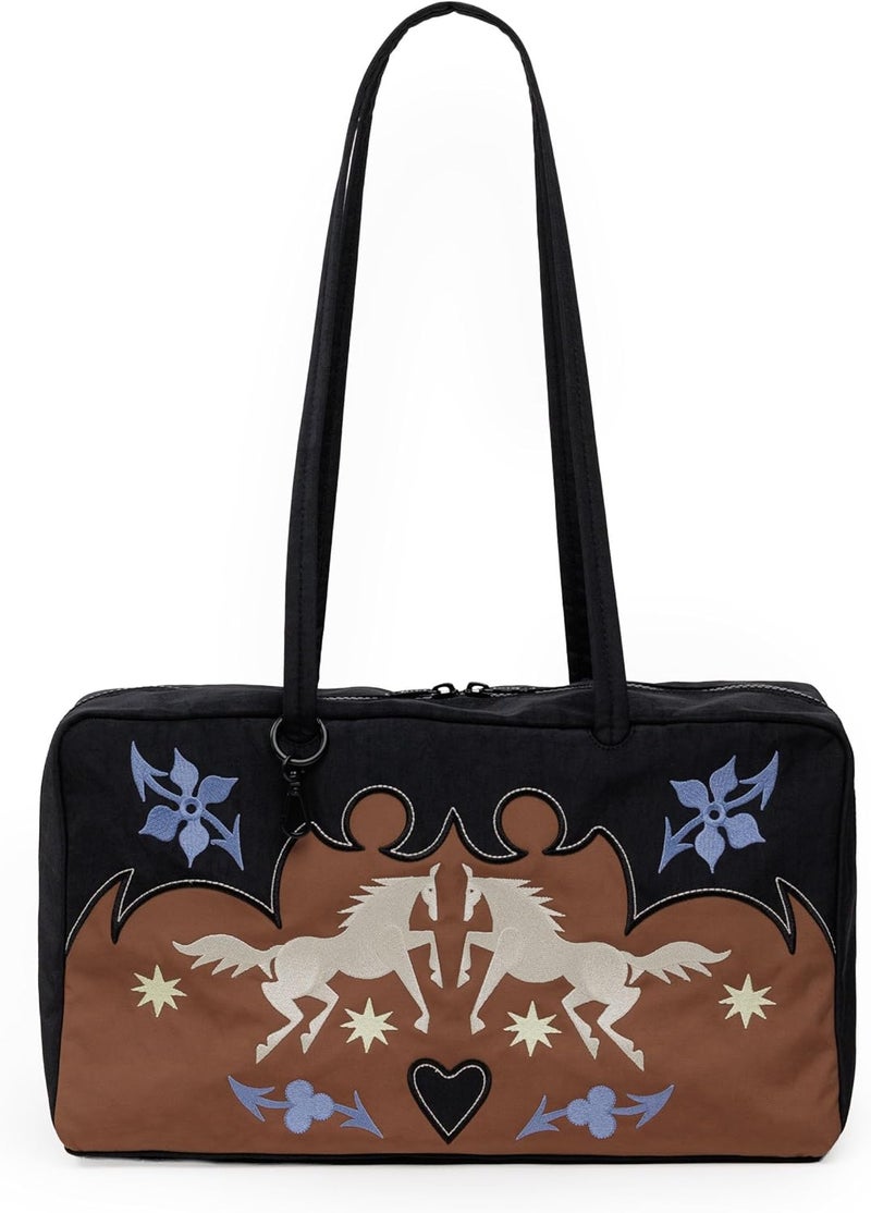 BAGGU Medium Nylon Bowler Bag - Western Appliqué - Image 1